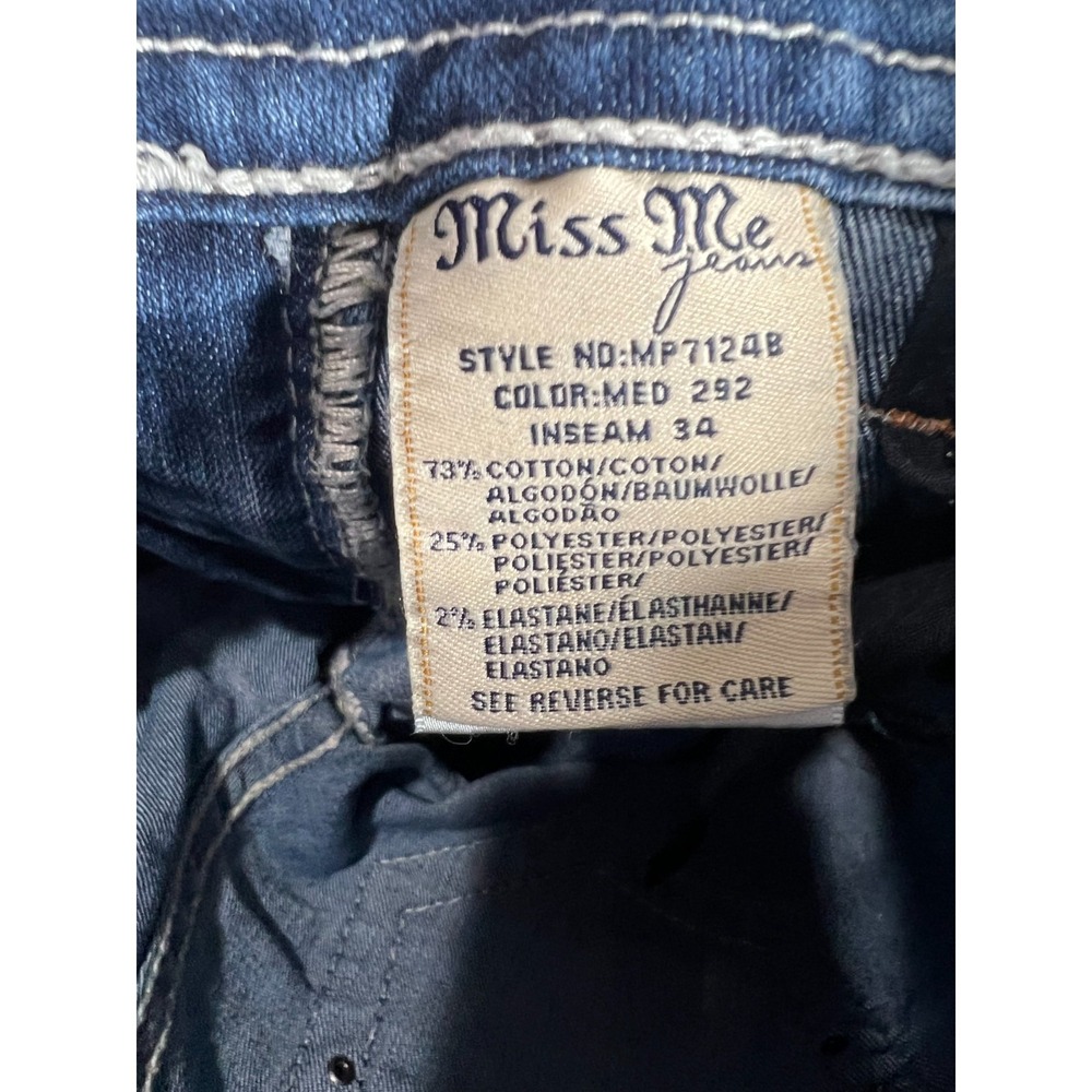 Miss Me Jeans Womens 25 Mid Rise BootCut Flap Pocket Embellished Stretch Western - Picture 11 of 14